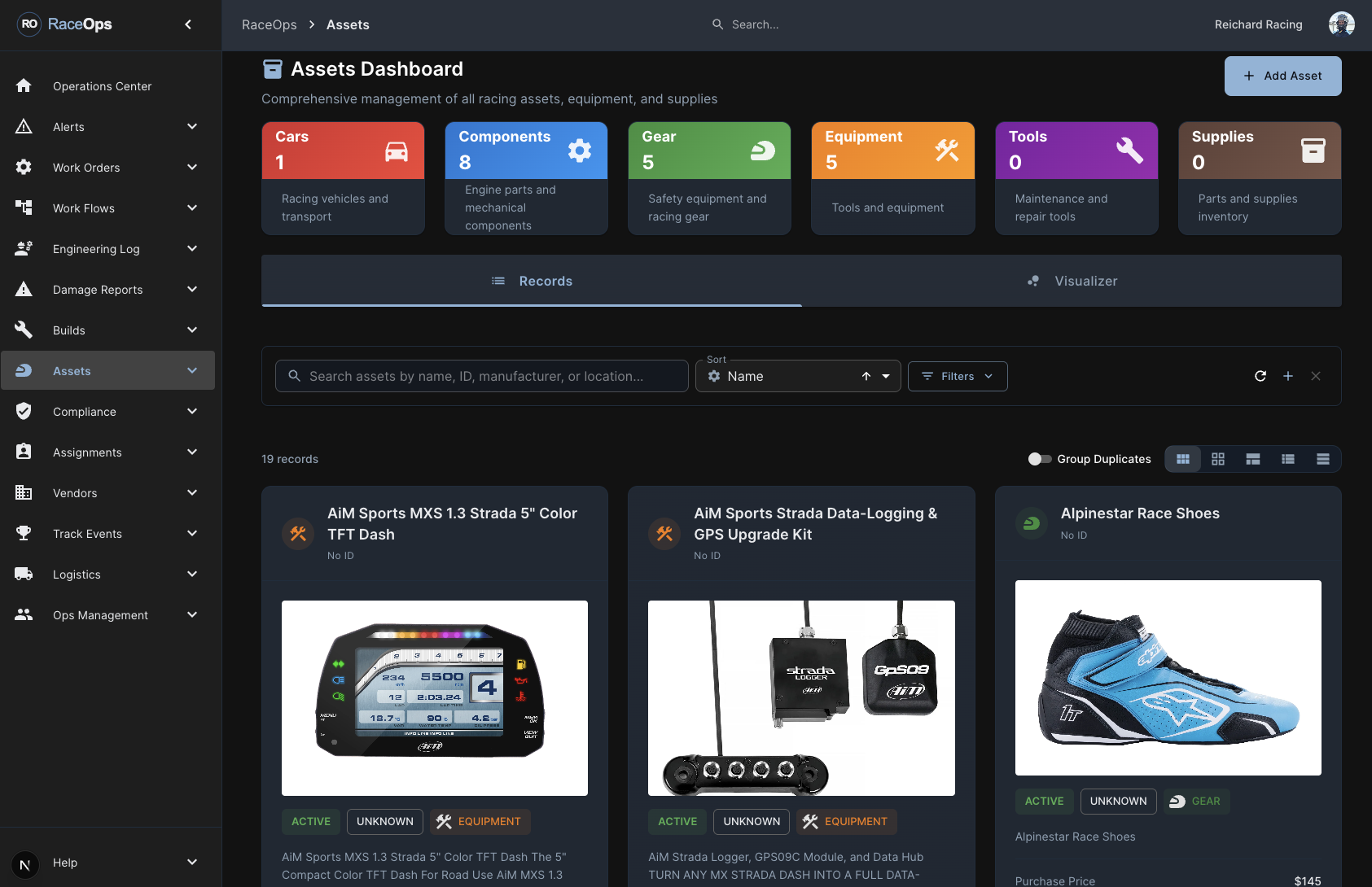 RaceOps — Asset Management