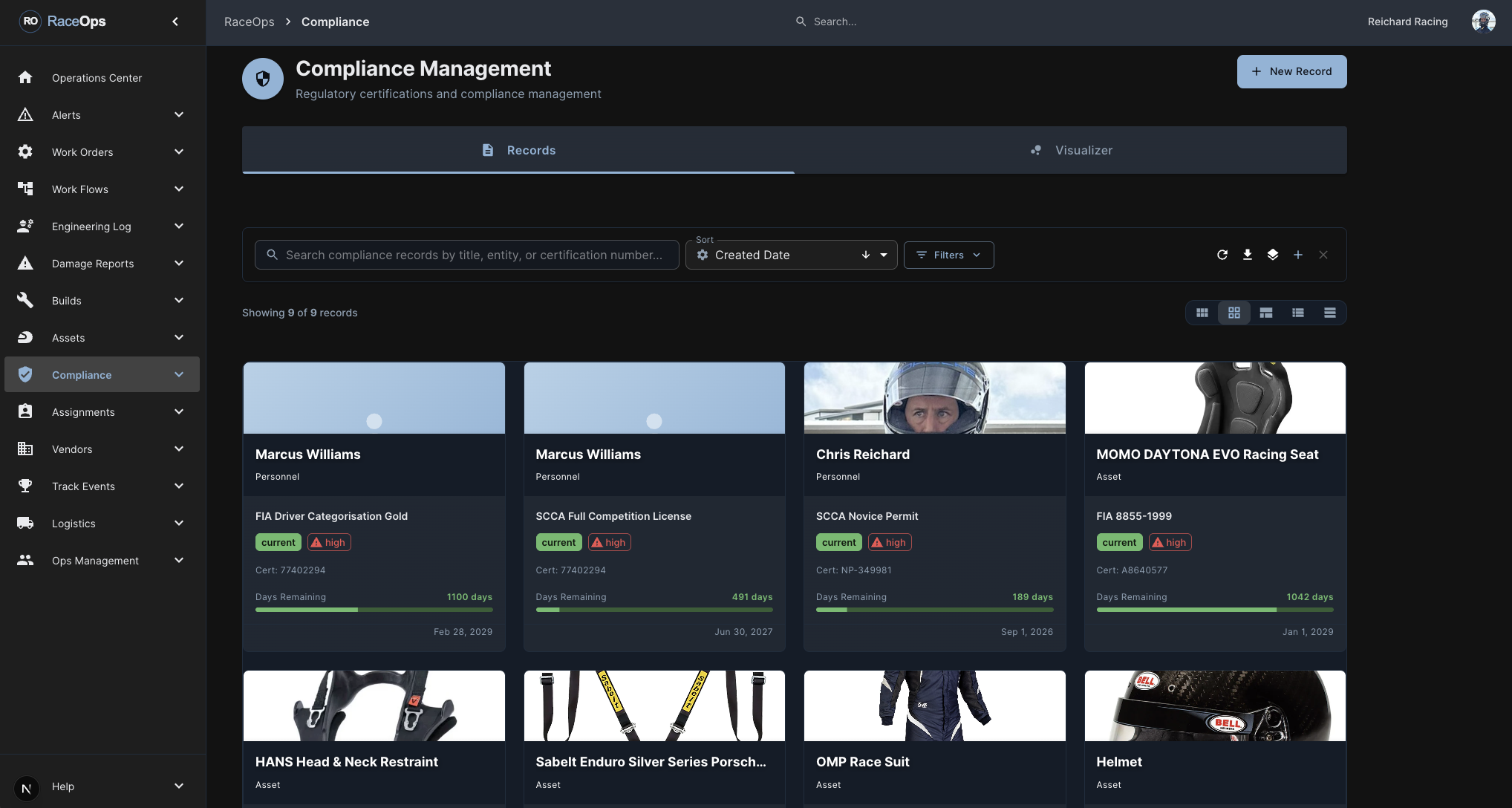 RaceOps — Compliance Tracking