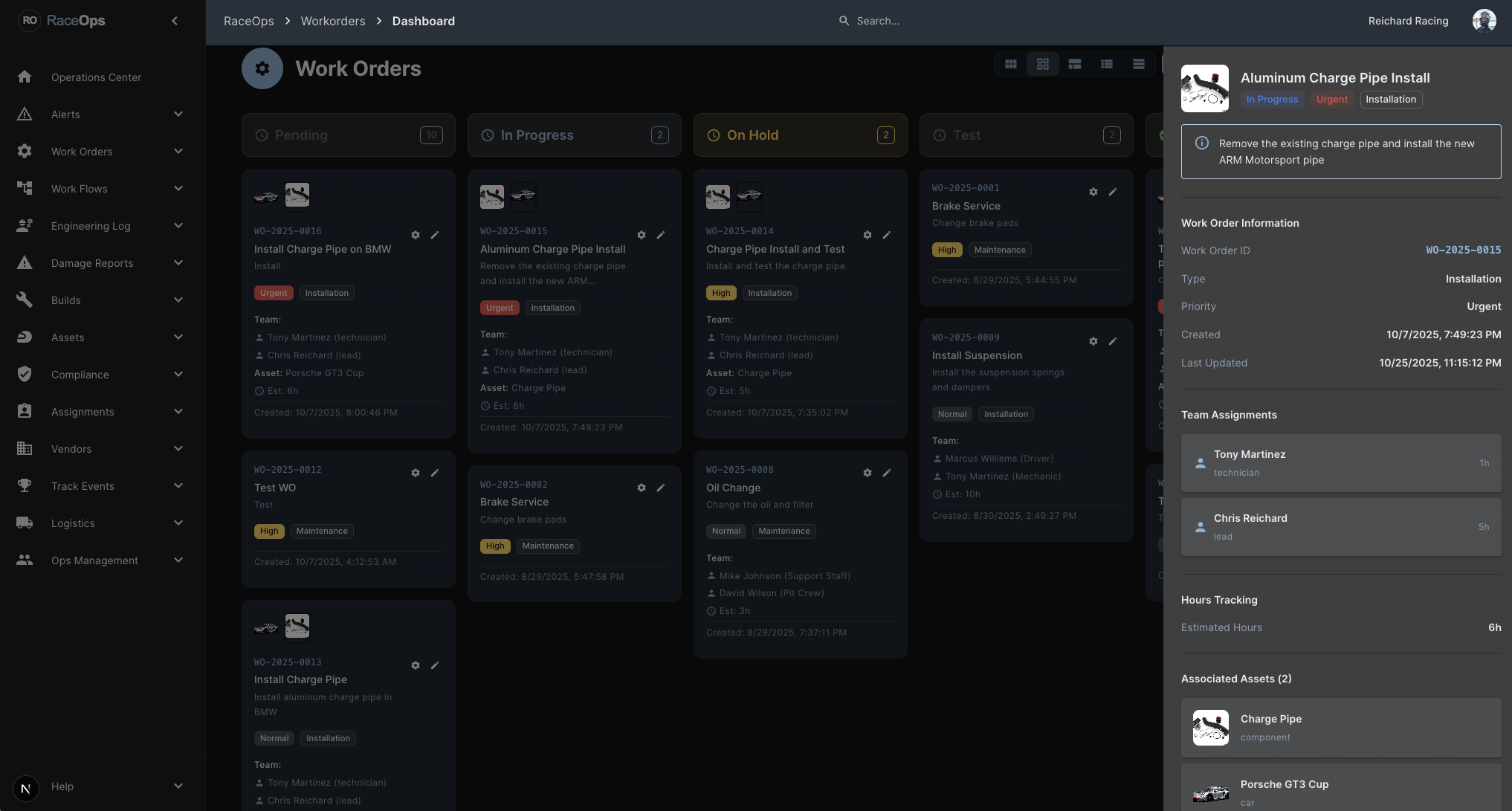 RaceOps — Work Orders